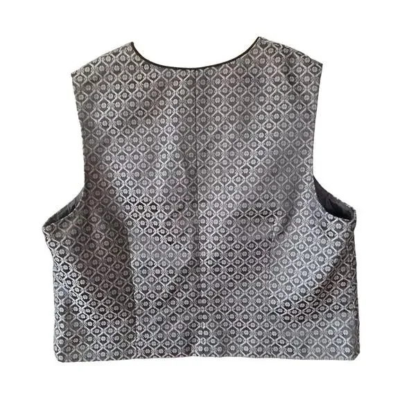 Vintage Talbots Black Satin Silver Embossed Vest, Misses Size 20 - Picture 4 of 7